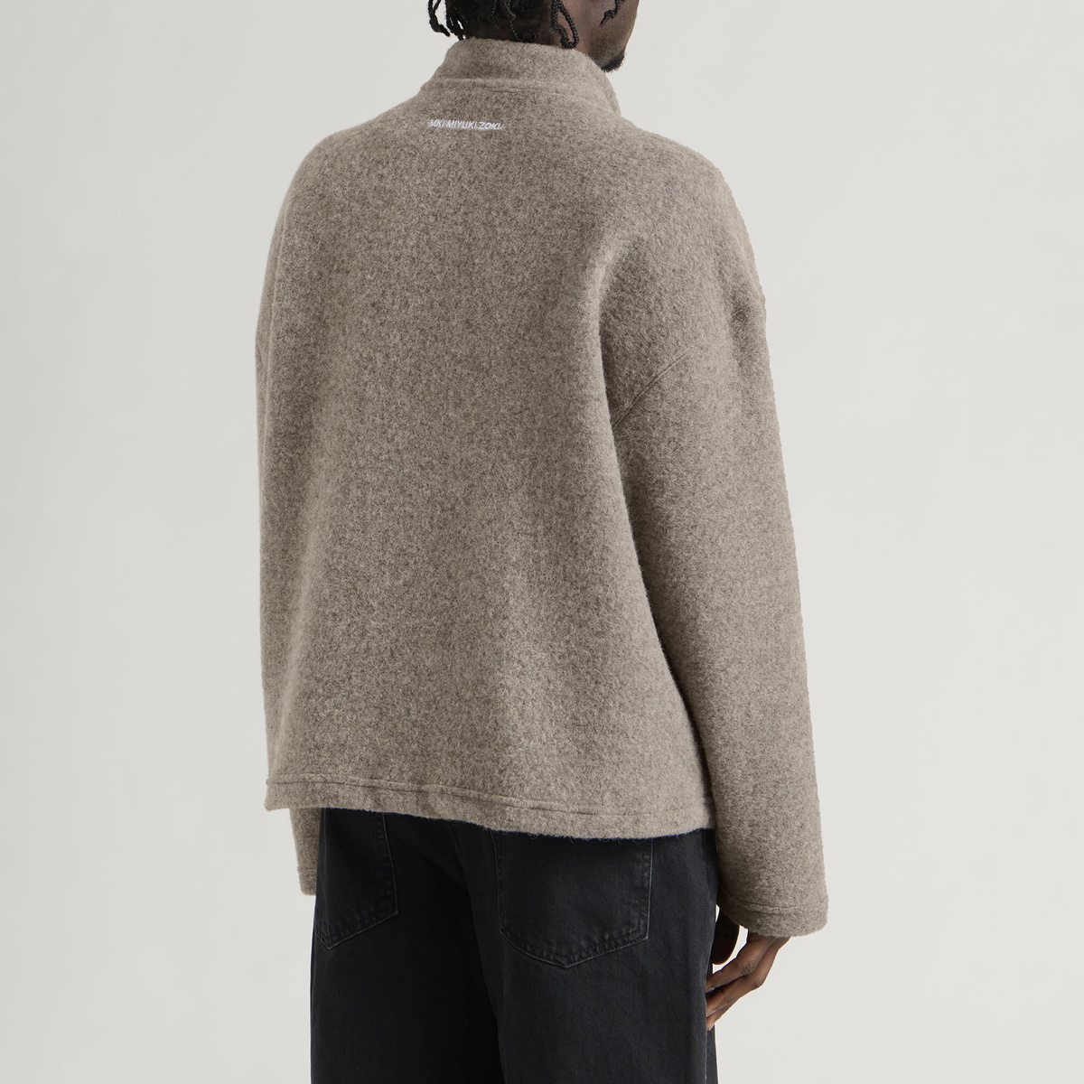 MKI Men's Pressed Wool Track Jacket in Oatmeal Melange