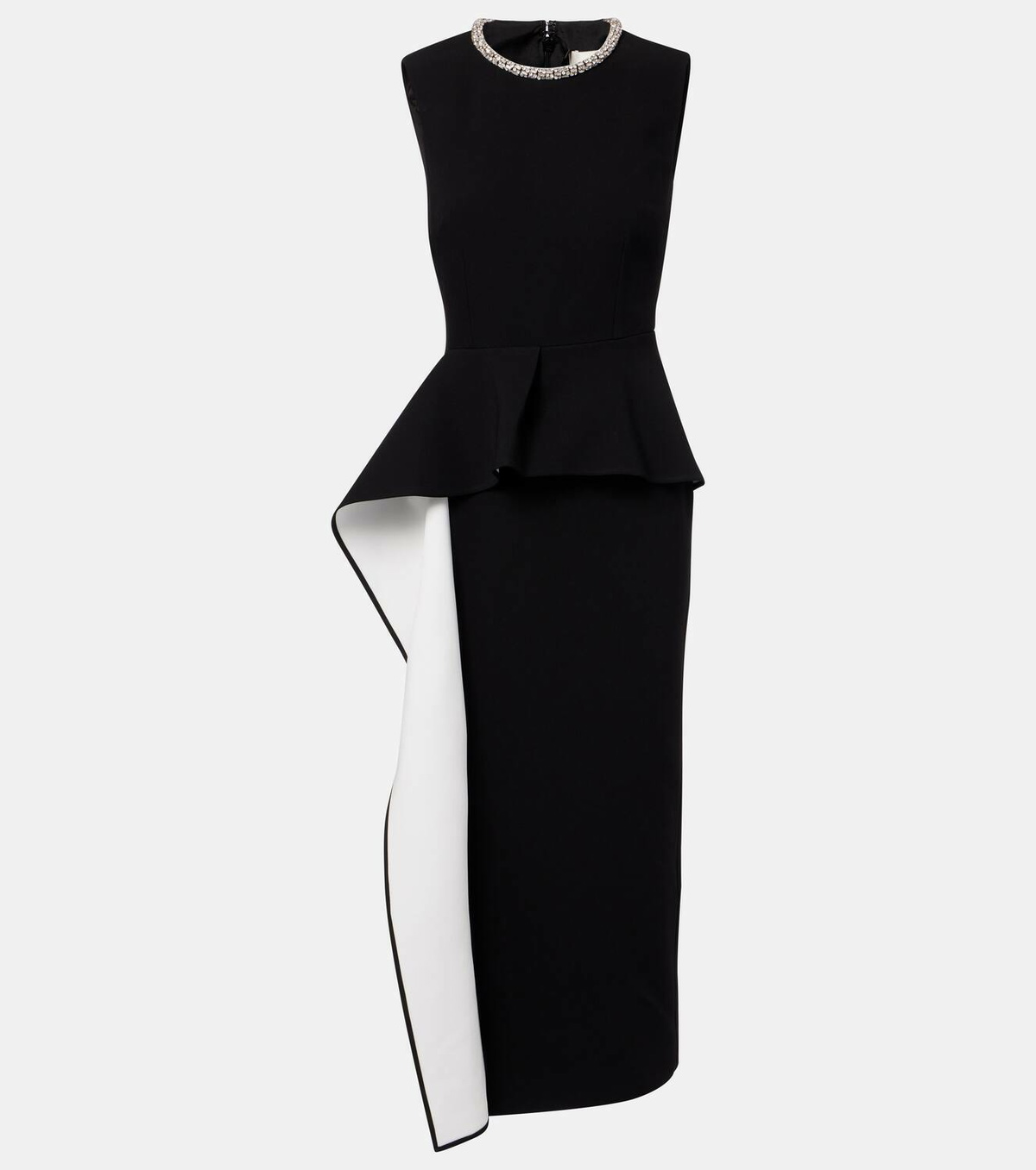 Roland Mouret Embellished peplum satin crpe midi dress Roland Mouret