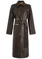 Stine Goya Belted Faux Leather Trench Coat Chocolate