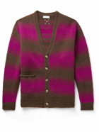 Pop Trading Company - Striped Knitted Cardigan - Brown