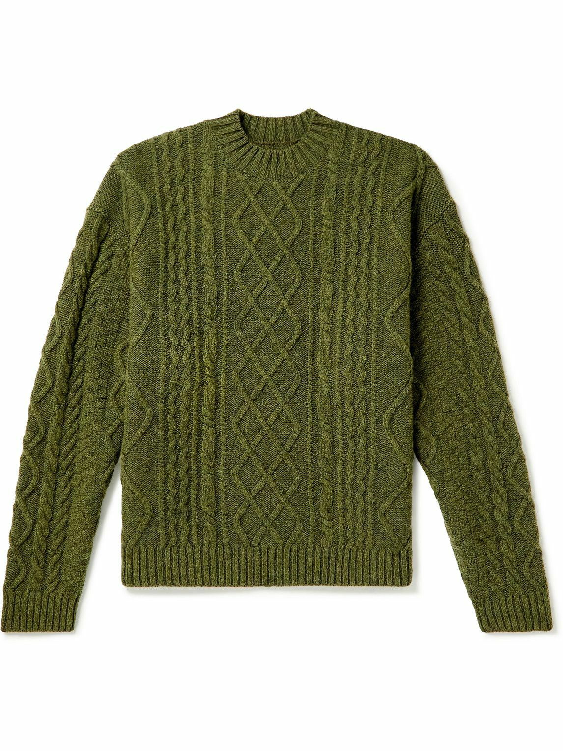 KAPITAL - Intarsia Cable-Knit Wool-Blend Sweater - Green KAPITAL