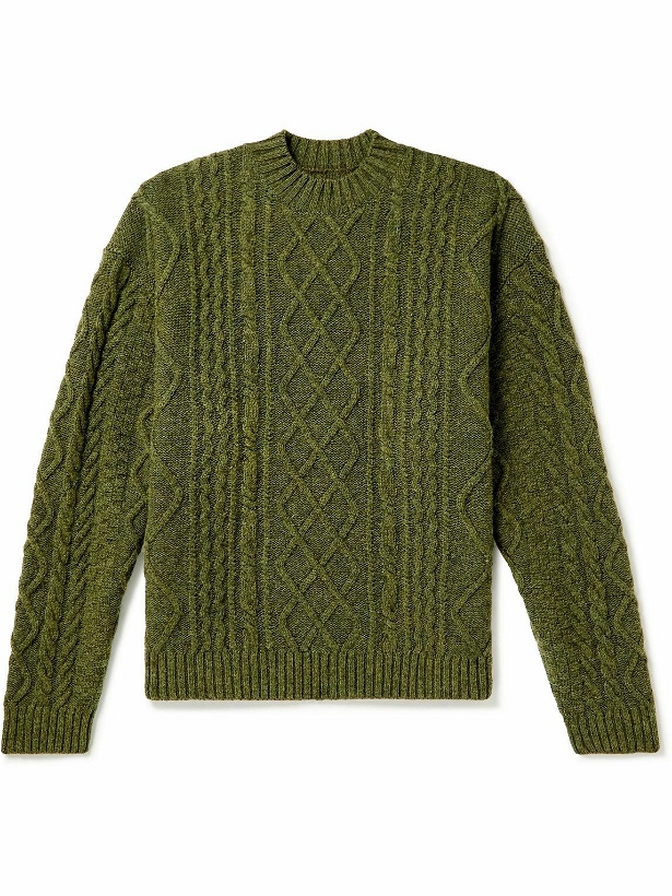Photo: KAPITAL - Intarsia Cable-Knit Wool-Blend Sweater - Green