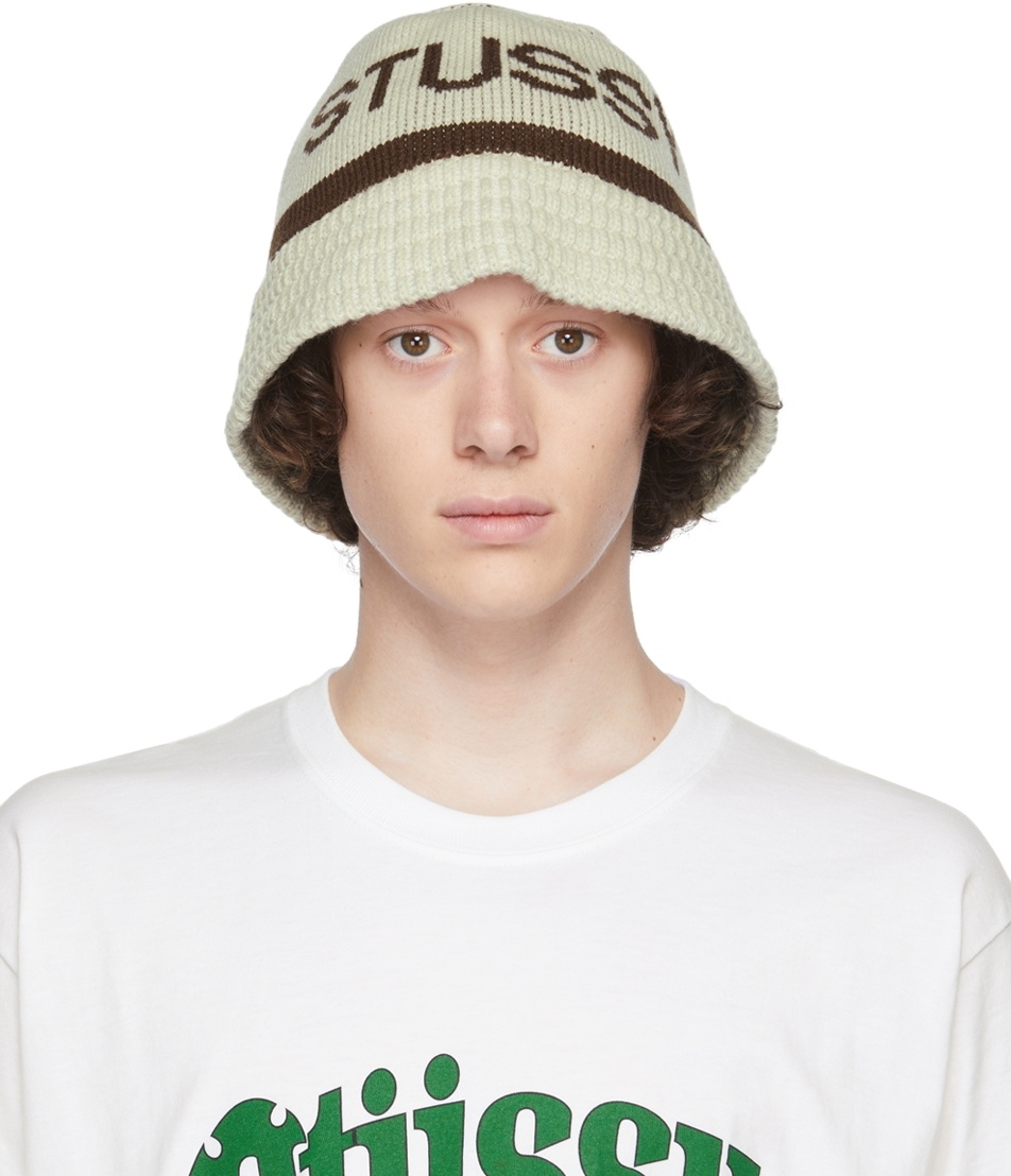 Stüssy Beige & Brown Knit Bucket Hat Stussy