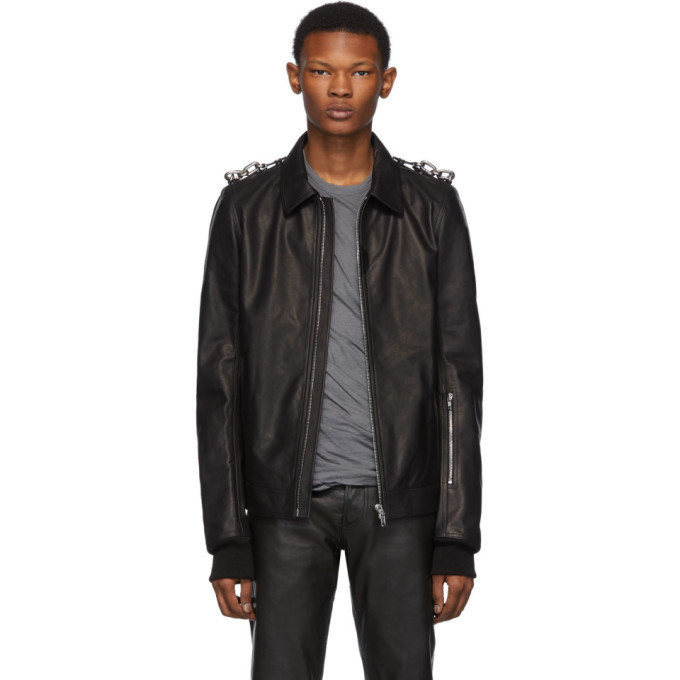 Rick Owens Black Leather Rotterdam Jacket Rick Owens