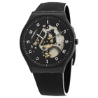 Swatch White Side Quartz Black Skeleton Dial Mens Watch SS07B101