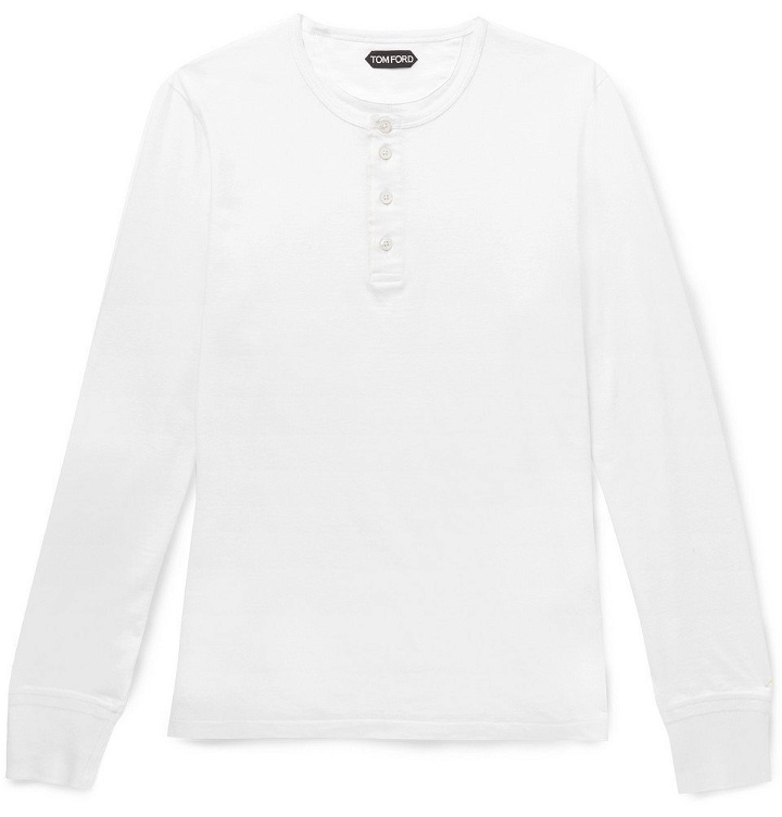 Photo: TOM FORD - Cotton-Jersey Henley T-Shirt - Men - White