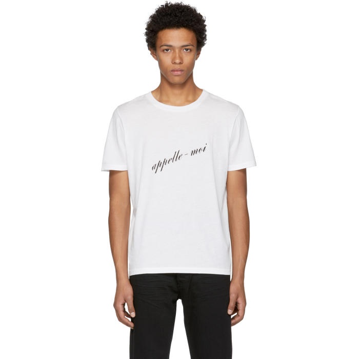Photo: Saint Laurent White Appelle-Moi T-Shirt