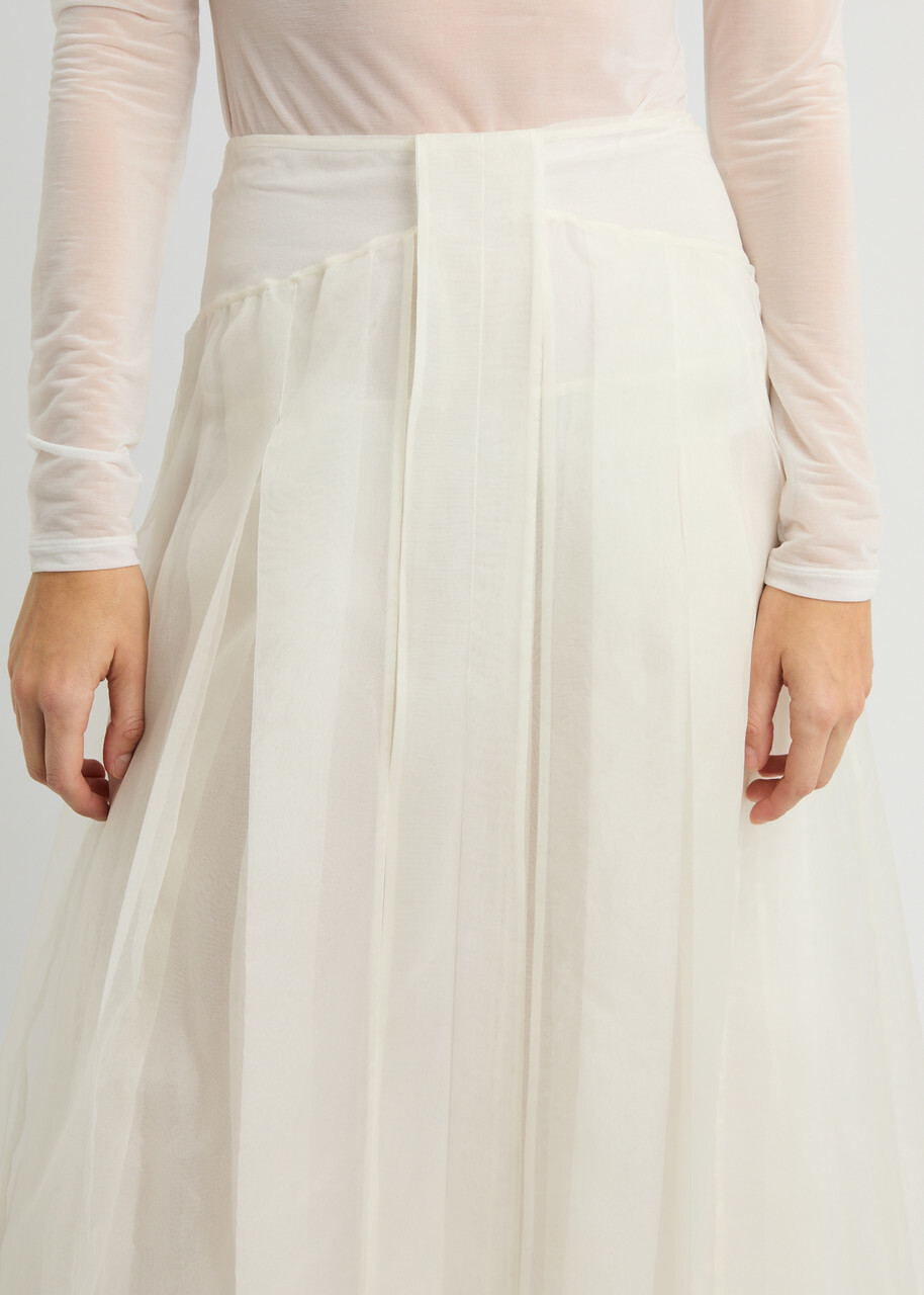 16 Arlington Mae Panelled Silk-organza Midi Skirt White