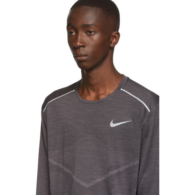 sterk Bruidegom Voorbijganger Nike Grey Techknit Ultra Running Long Sleeve T-Shirt Nike