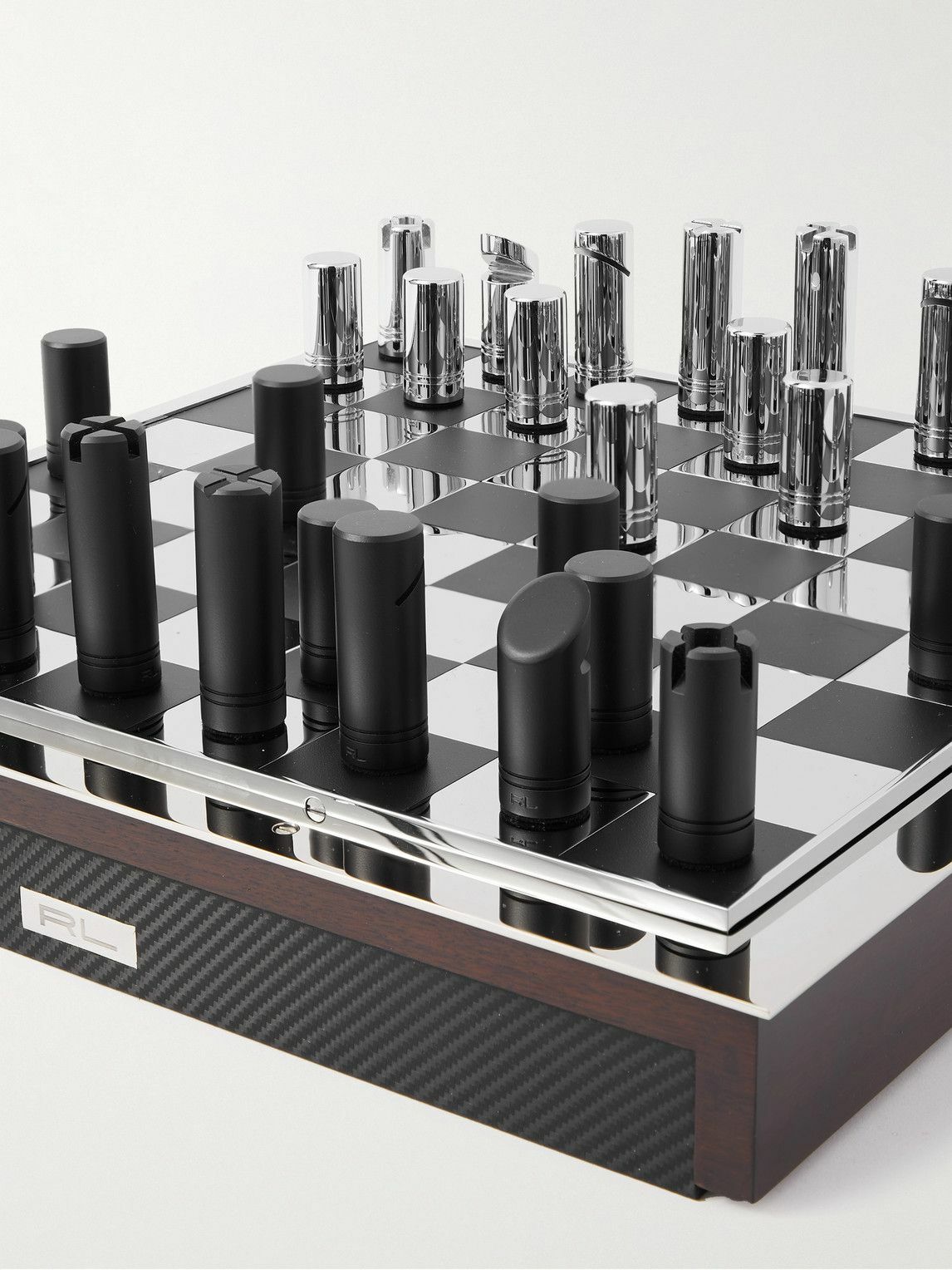 Ralph Lauren Home - Sutton Walnut, Carbon Fibre and Nickel Chess Set