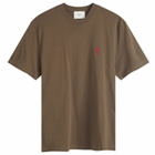 AMI Paris Men's Small A Heart T-Shirt in Dark Coffee