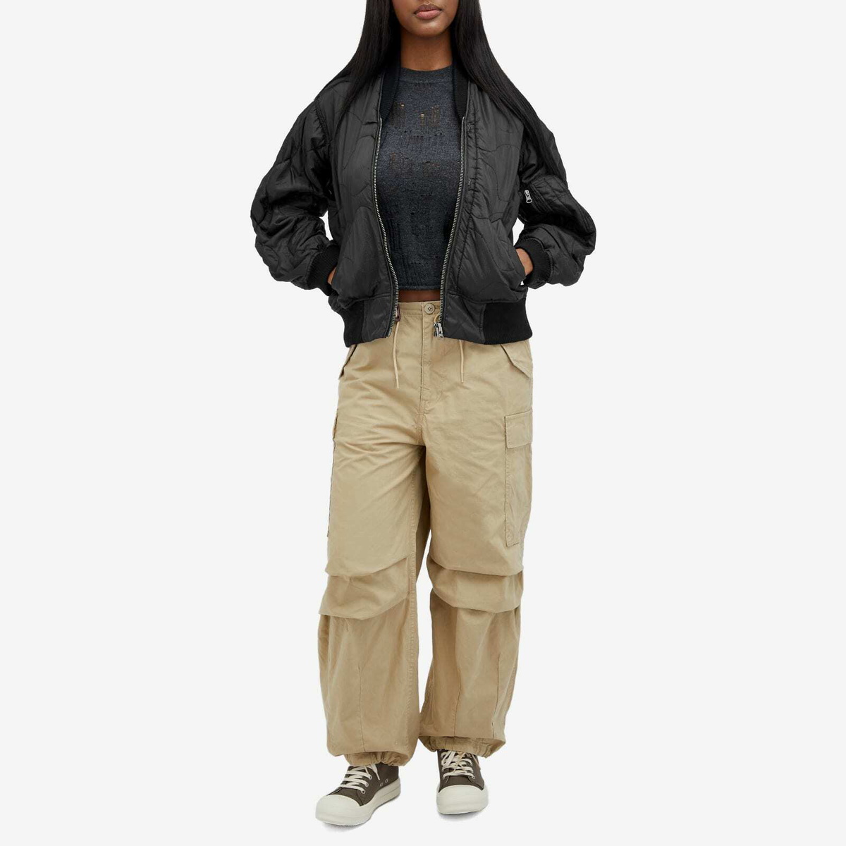 R13 Women's Refurbished Liner Bomber Jacket in Overdyed