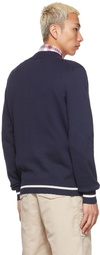 Brunello Cucinelli Navy Cotton V-Neck Sweater