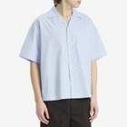 New Amsterdam Surf Association Men's WIJK Stripe Logo Shirt in White/Blue Stipres