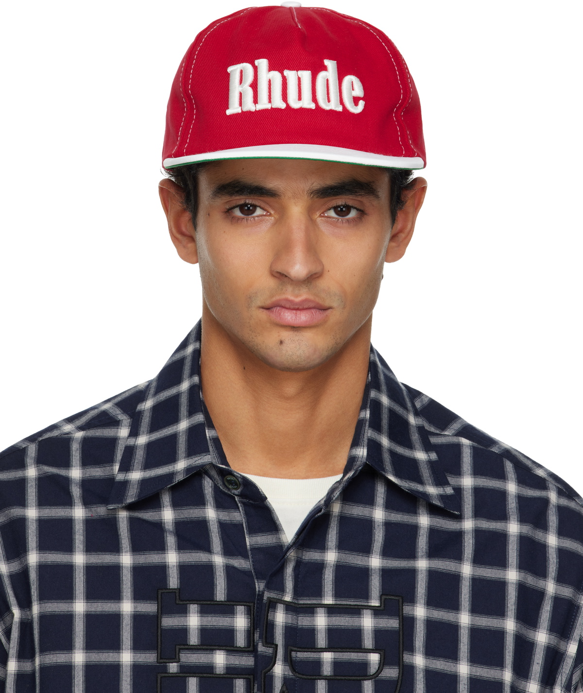 Rhude Red & White 'Rhude' Contrast Logo Cap