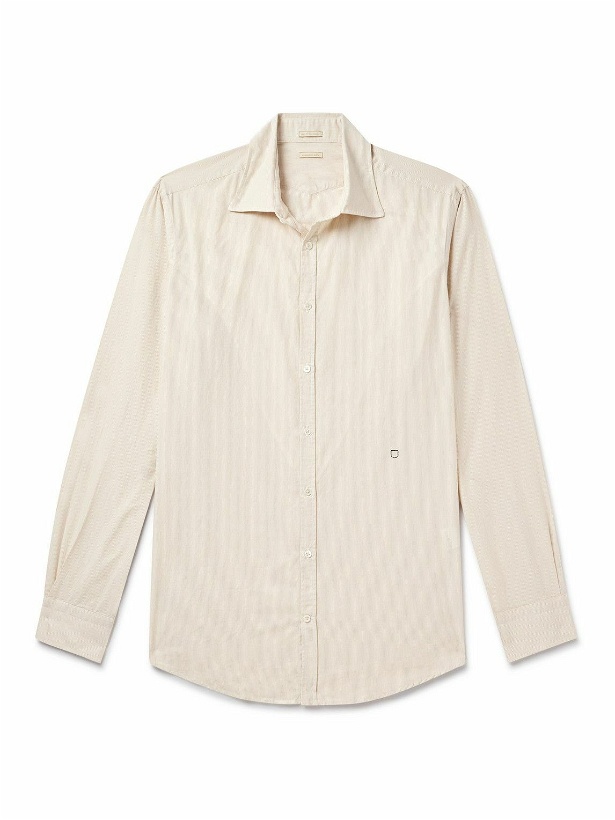 Photo: Massimo Alba - Genova Striped Cotton-Poplin Shirt - Neutrals