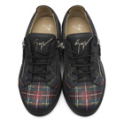 Giuseppe Zanotti Black and Multicolor Plaid Low-Top Sneakers