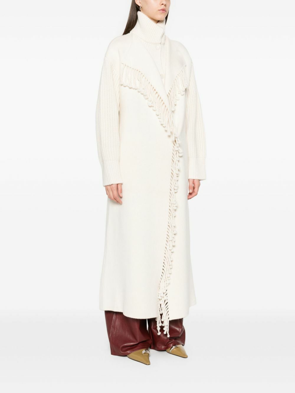 FRAME Fringed Wool Coat Frame Denim