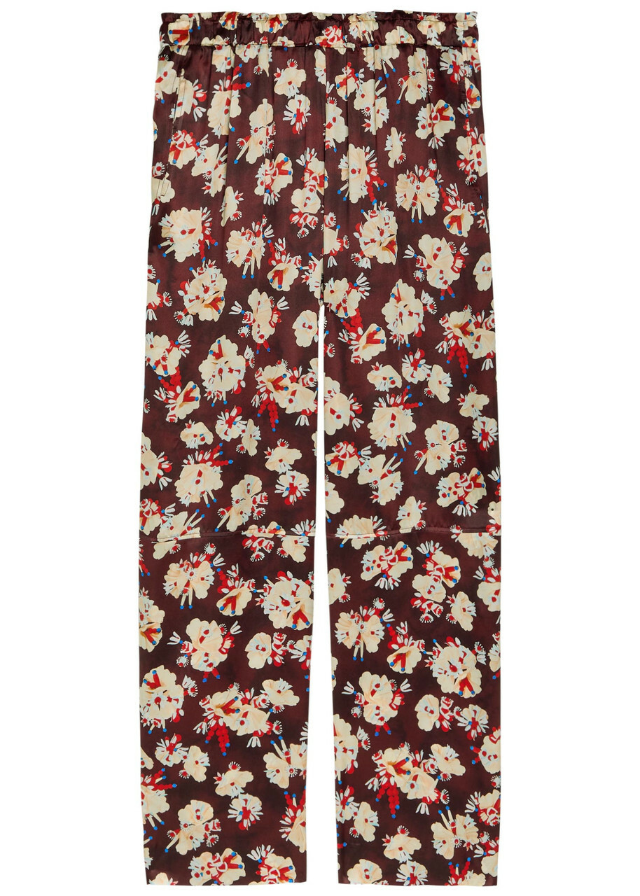 Rabanne Floral-print Wide-leg Silk Trousers Multicoloured