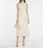 Vince - Belted linen-blend midi skirt