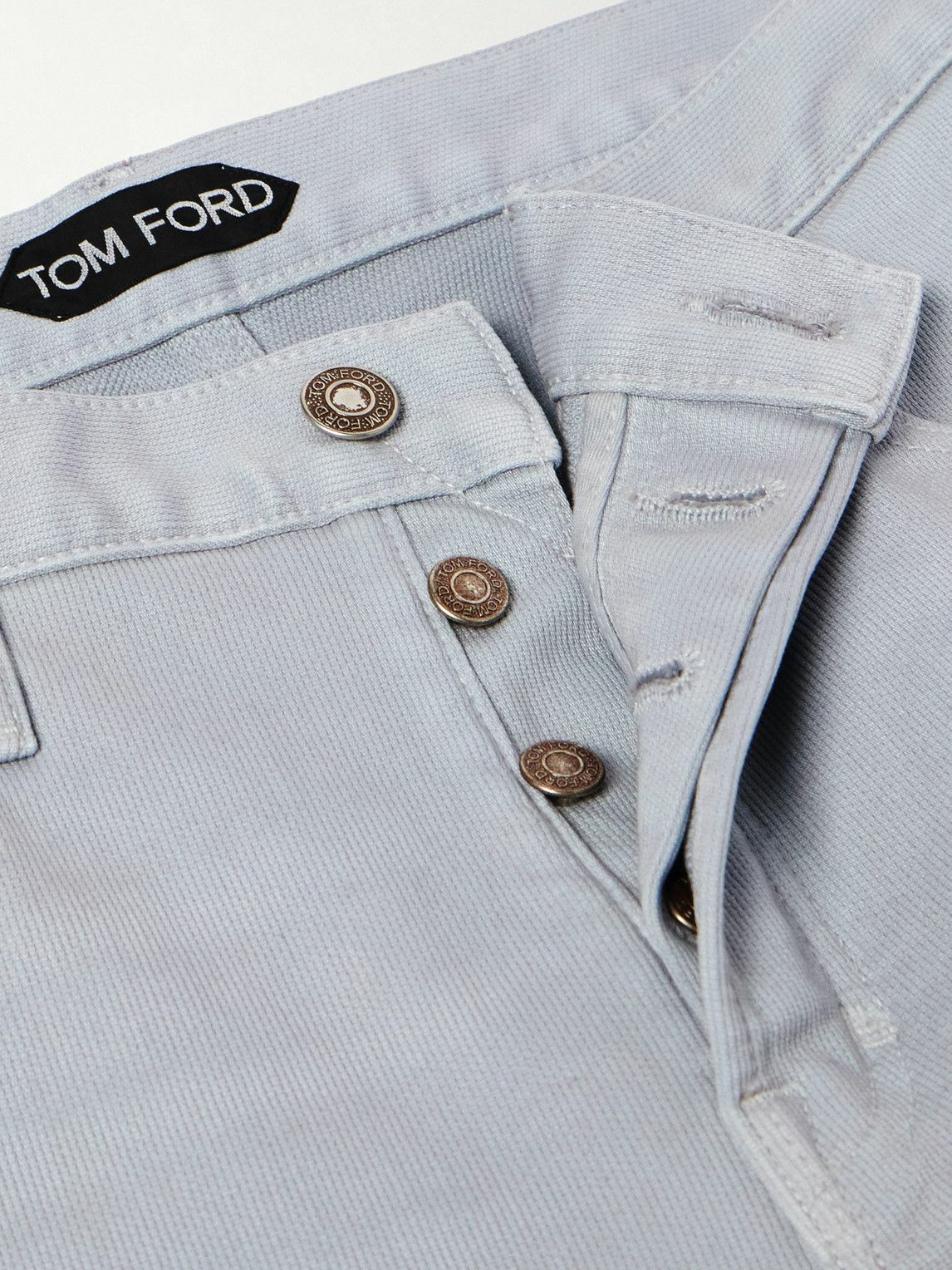 TOM FORD - Slim-Fit Straight-Leg Cotton-Blend Trousers - Blue