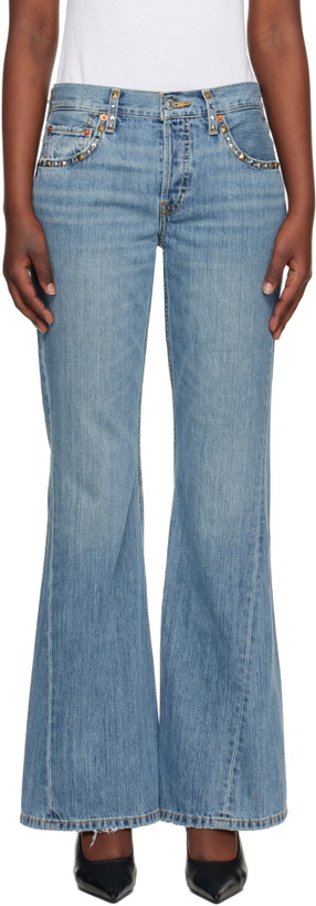 Photo: Re/Done Blue Twisted Mid Rise Bootcut Jeans