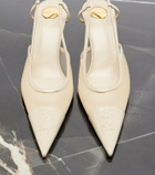 Saint Laurent Renée mesh and leather slingback pumps