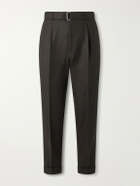 Officine Générale - Hugo Tapered Virgin Wool-Twill Suit Trousers - Brown