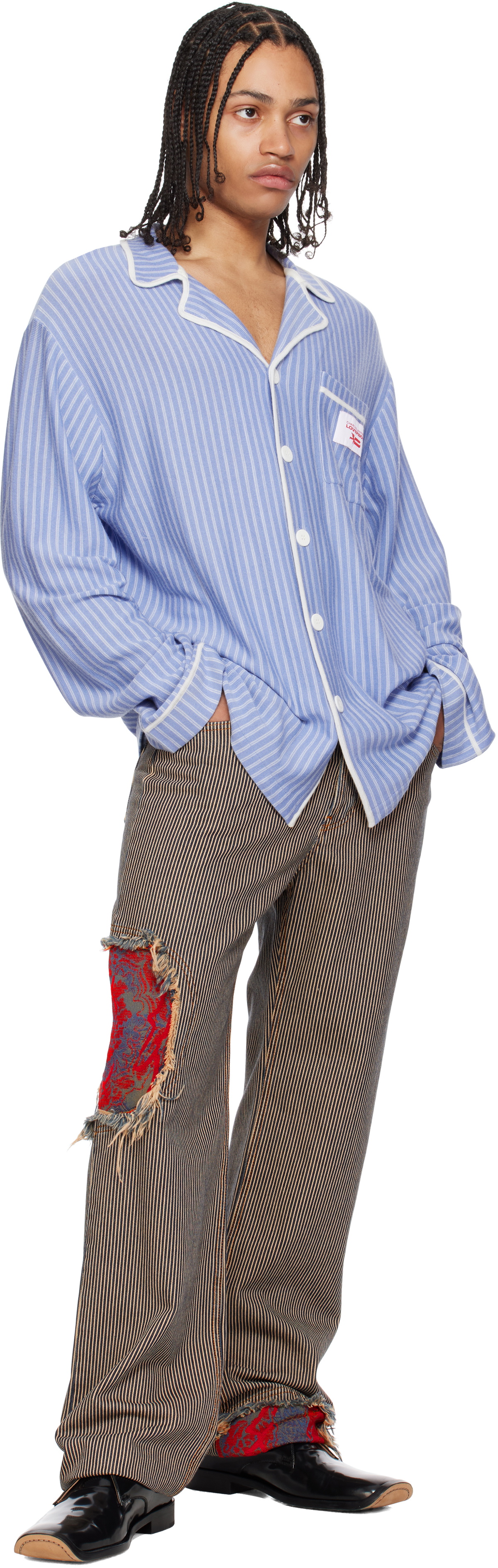 Charles Jeffrey LOVERBOY Blue Knitted Pyjama Shirt Charles Jeffrey