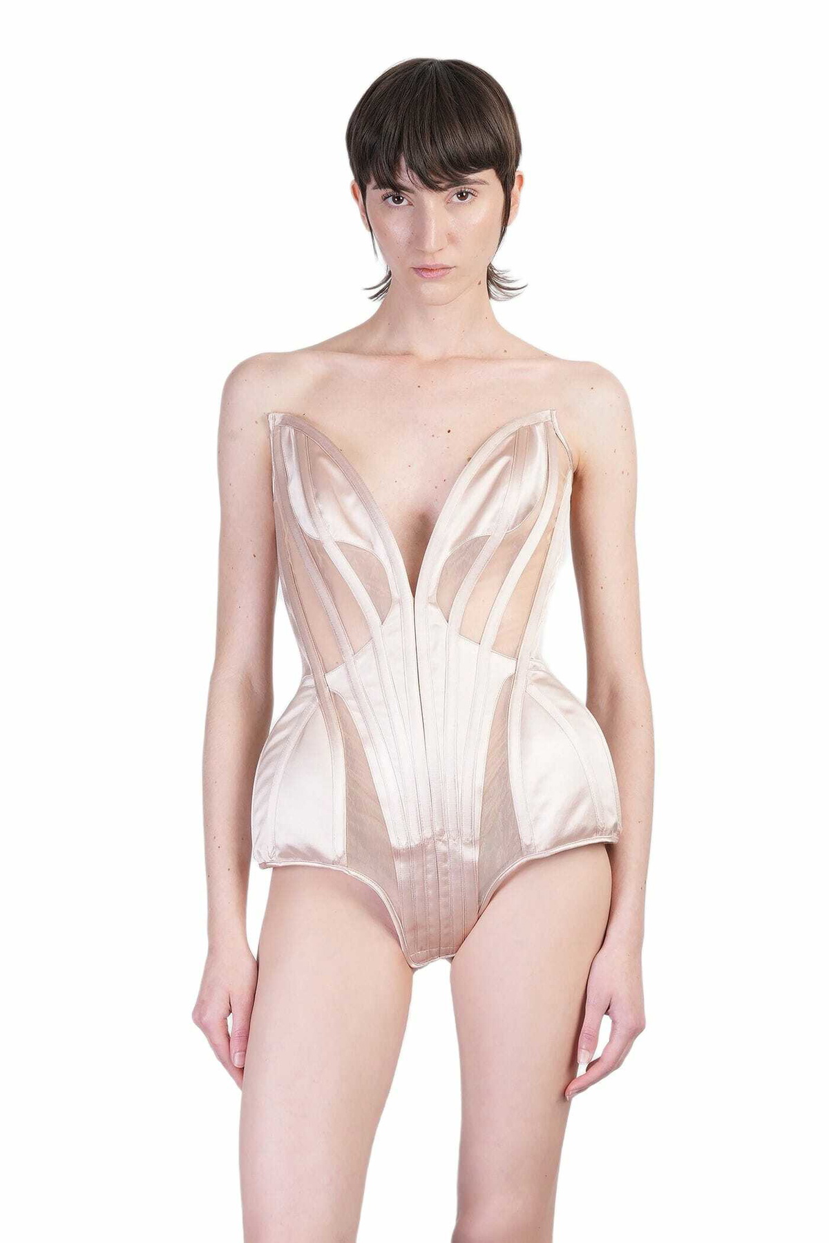 【関税込み】Mugler タン Swirly ボディスーツ 関税込み】Mugler タン Swirly ボディスーツ Mugler - スワール
