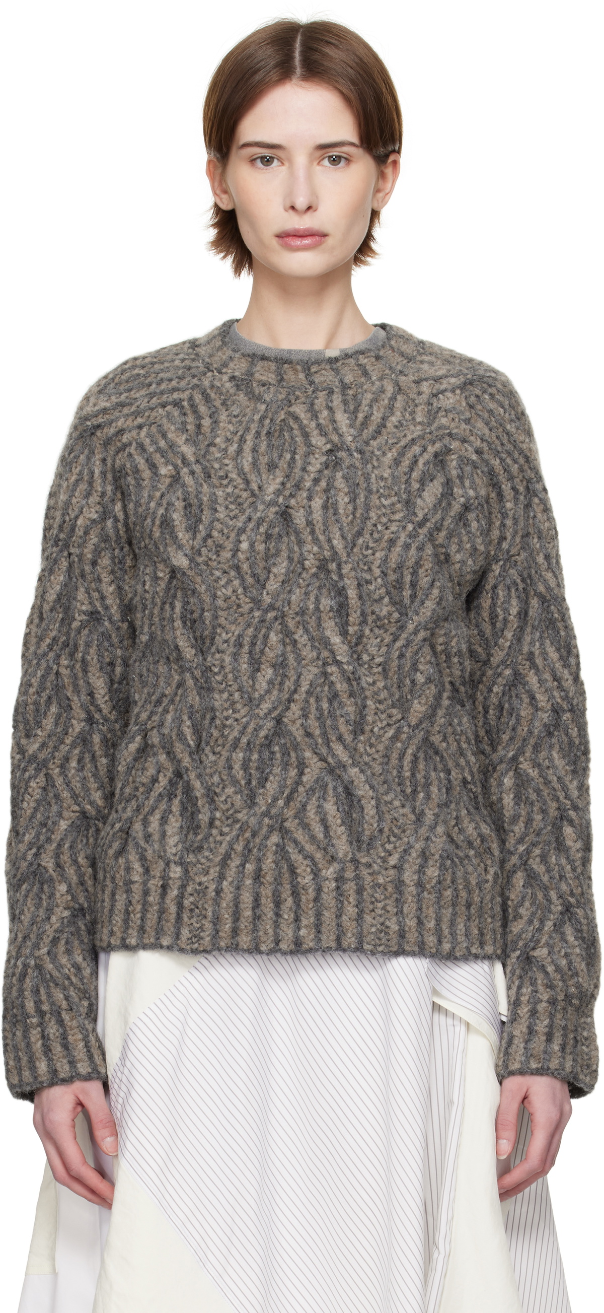 Eckhaus Latta Taupe Plait Sweater Eckhaus Latta