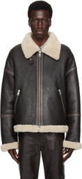 AMI Paris Brown Shearling Zip Jacket