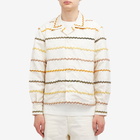 BODE Men's Rickrack Stripe Shirt in Ecru/Multi