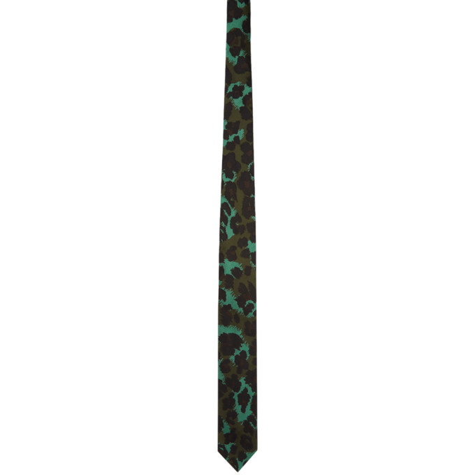 Photo: Dries Van Noten Green Leopard Silk Tie