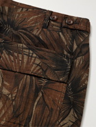 UNIVERSAL WORKS - Printed Textured-Cotton Cargo Shorts - Brown