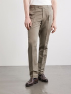 Brioni - Straight-Leg Linen and Cotton-Blend Trousers - Brown