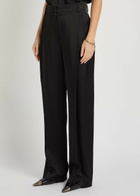 Stella Mccartney Pleated Straight-leg Satin Trousers Black