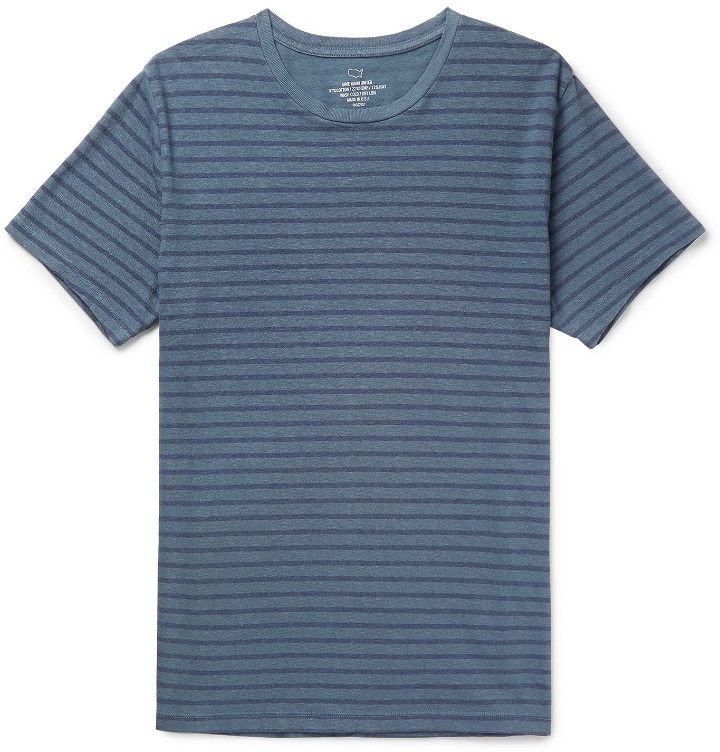 Photo: Save Khaki United - Striped Cotton-Blend Jersey T-Shirt - Blue