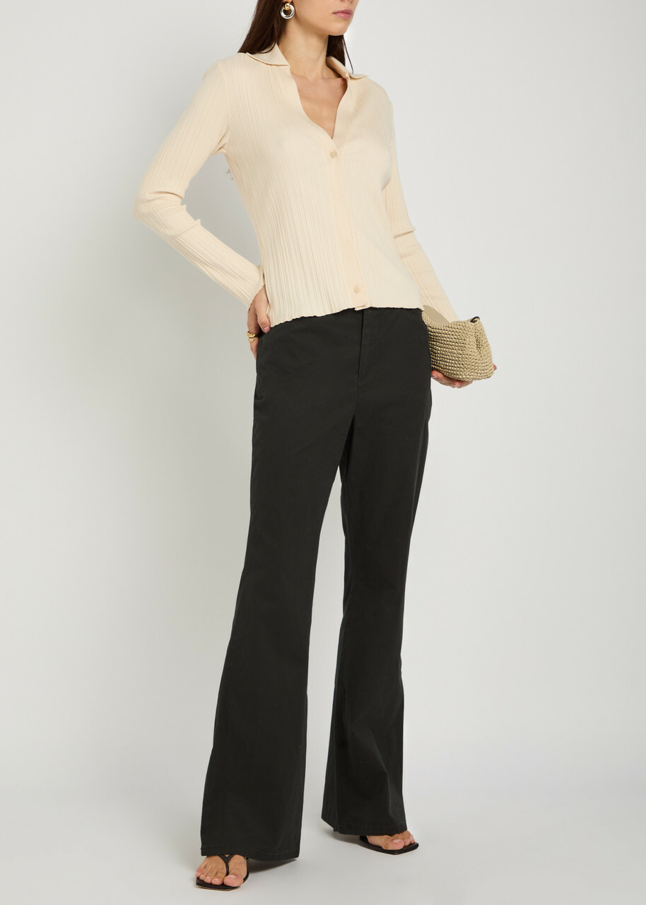 Vince Ribbed Cotton and Modal-blend Cardigan Off White