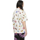 Palm Angels White and Multicolor Butterflies Bowling Shirt