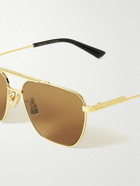 Bottega Veneta - Aviator-Style Gold-Tone Sunglasses