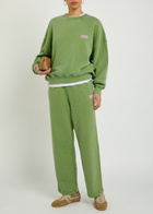 American Vintage Plizzy Logo-print Cotton Sweatpants Light Green