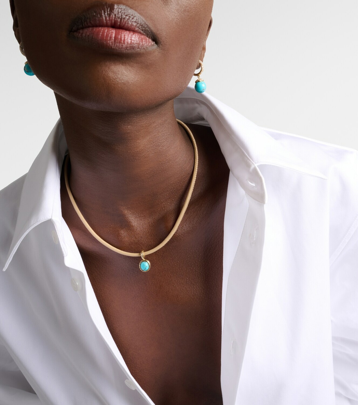 Octavia Elizabeth 18kt gold pendant necklace with turquoise