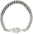 1017 ALYX 9SM SSENSE Exclusive Silver Leather Trim Chain Necklace