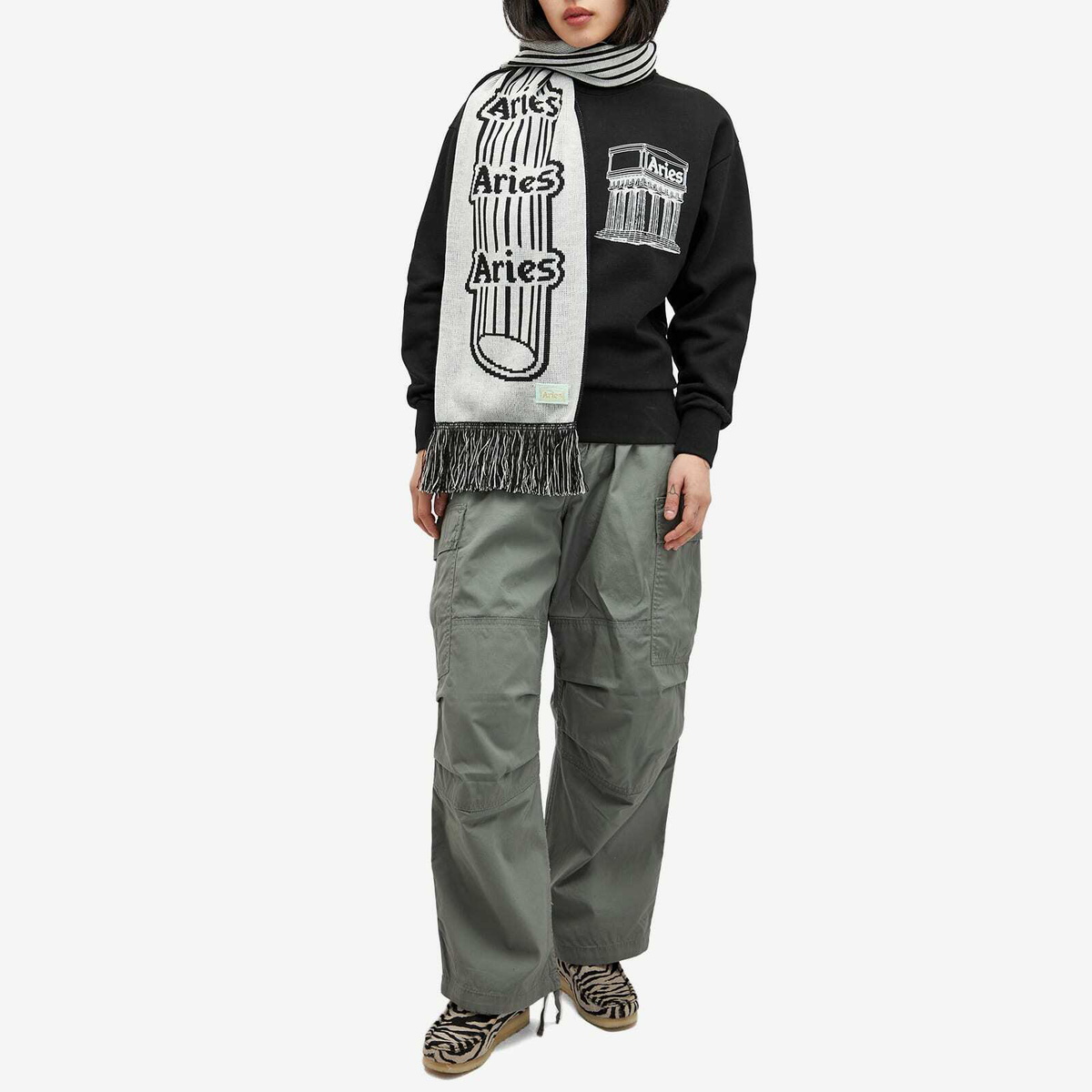 Aries Mega Temple Crew Neck Sweatshirt in Black ARIES