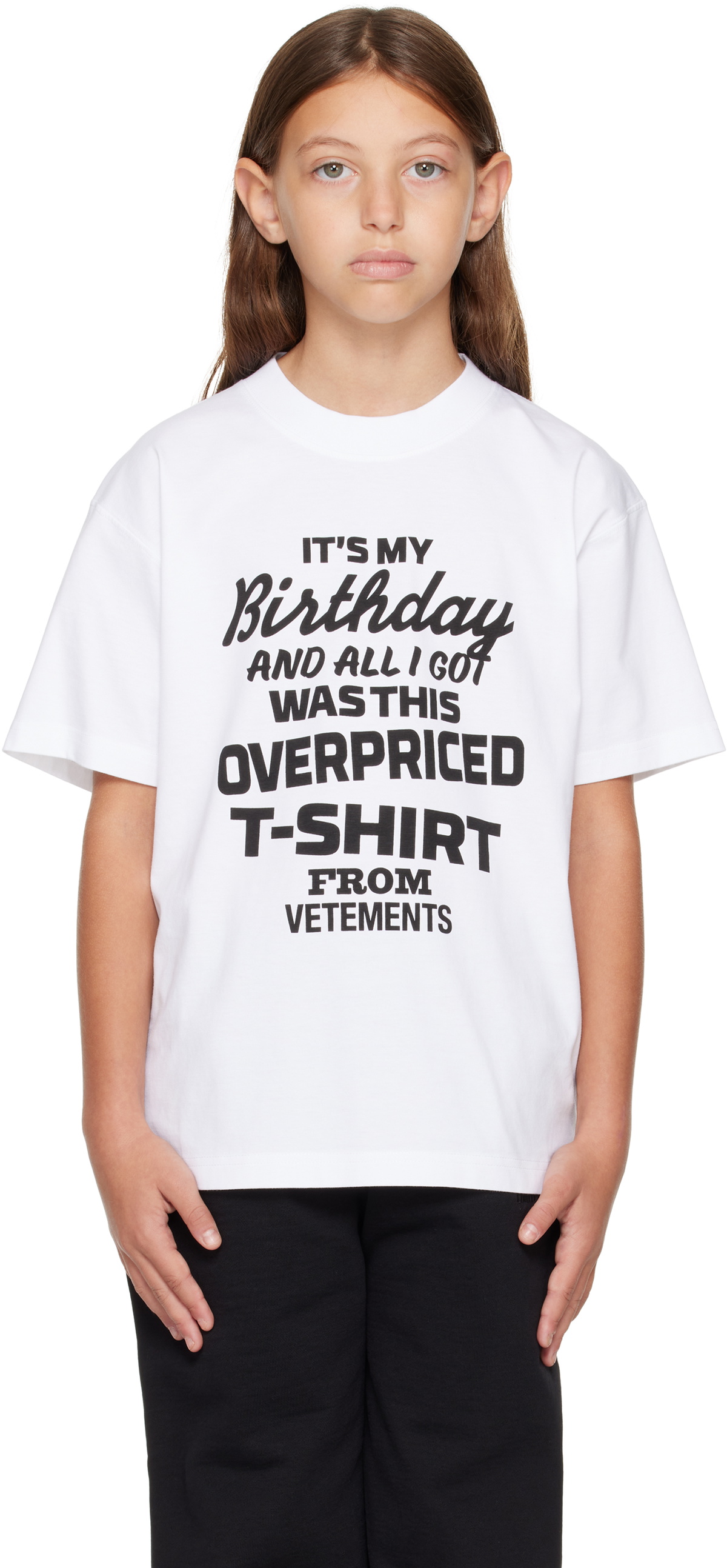 VETEMENTS Kids White Overpriced Birthday T-shirt