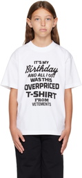 VETEMENTS Kids White Overpriced Birthday T-shirt