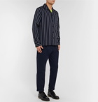 A.P.C. - Camp-Collar Striped Cotton and Wool-Blend Shirt - Men - Navy