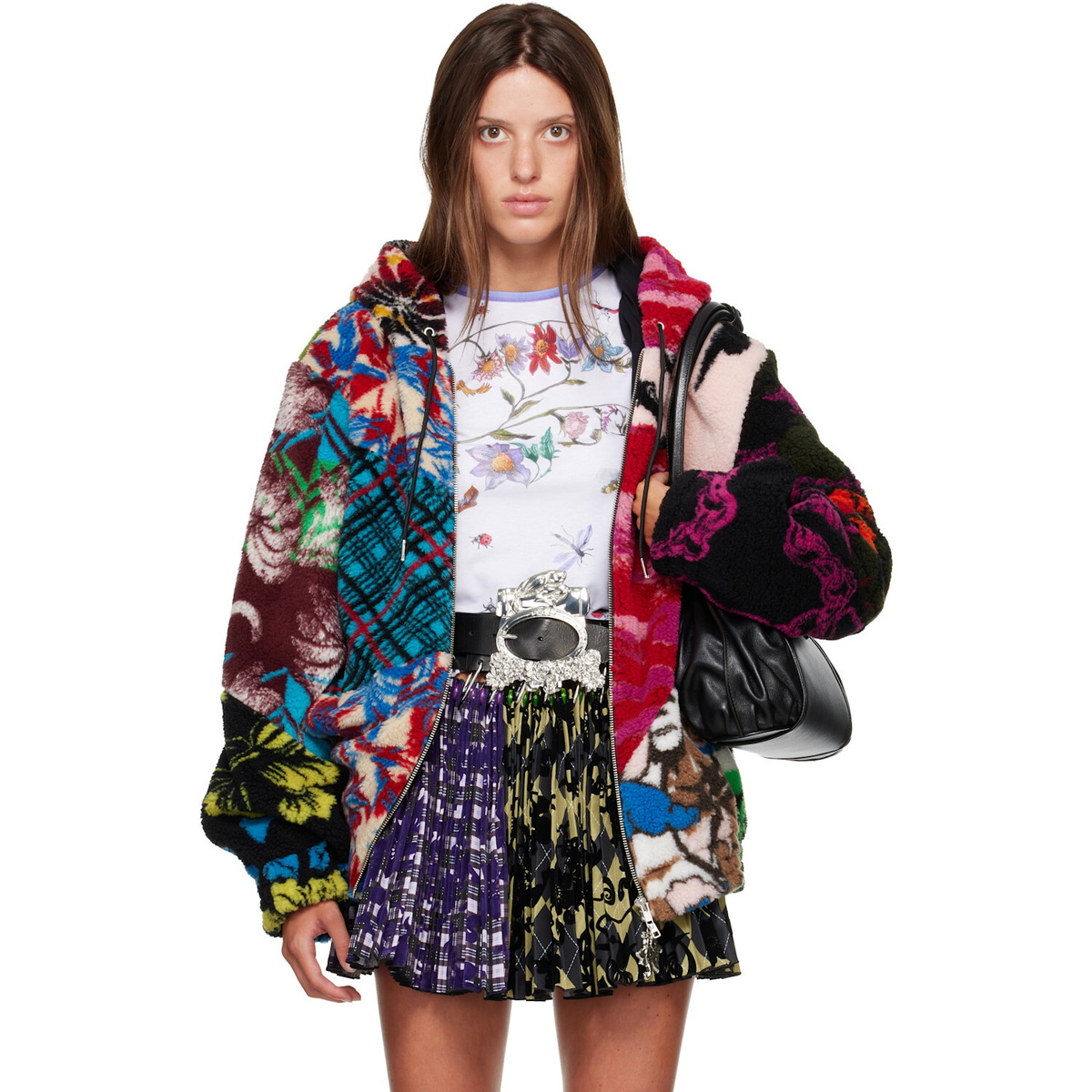 Chopova Lowena Multicolor Patchwork Oversized Hooded Fleece Jacket