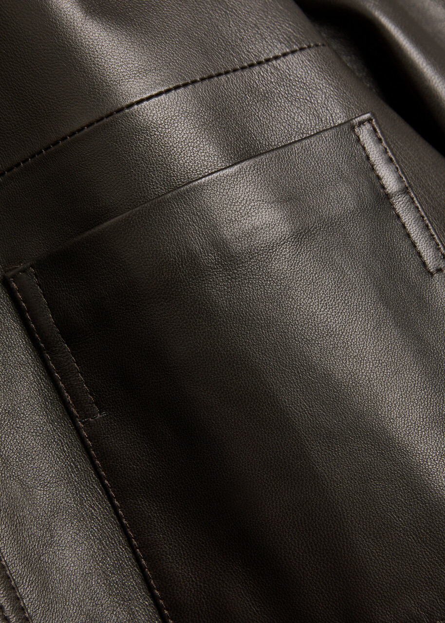 Slowear Leather Overshirt Jacket Black